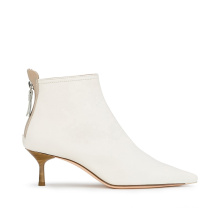 Elegant White PU thin heel ankle boots low heel women shoes  back zip pointed toe kitten heel ankle boots for lady women's shoe
